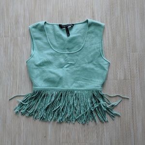 Mint Green Fringe Crop Top